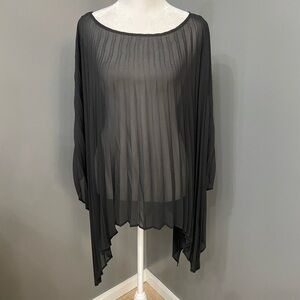 VTG Gorgeous Sheer Black Pleated Pullover Shawl Size 14/16 Cape Elegant Formal